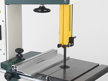 Rack and Pinion Blade Guide Adjustment  The blade guides move on a sturdy rack and pinion system to provide optimum support.