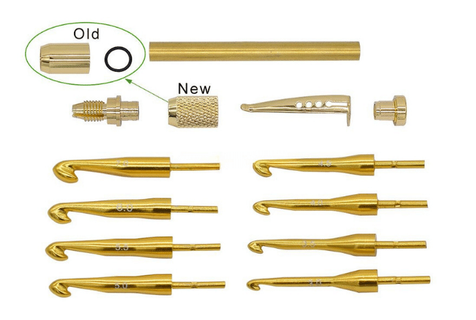 Gold Crochet Hook Kit (Knurled) Greenvill Crafts