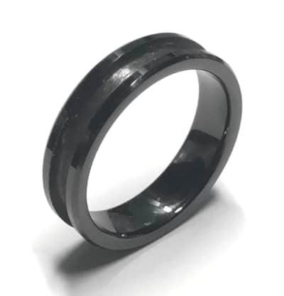 6mm Inlay Black Ceramic Ring Core Greenvill Crafts