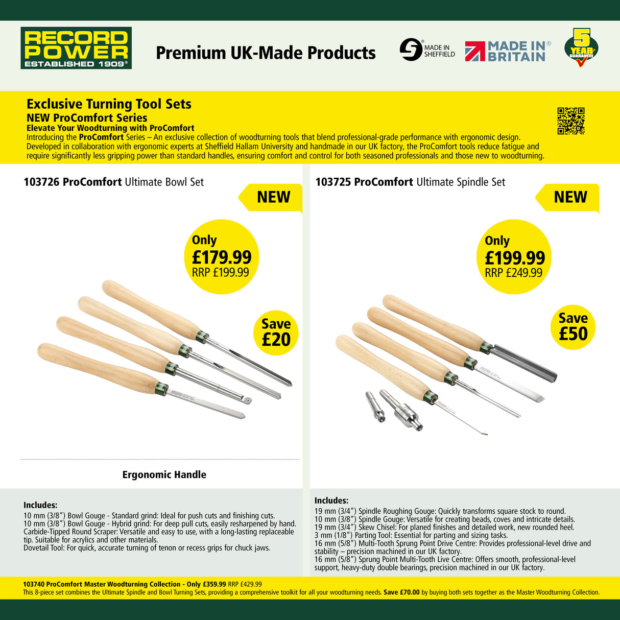 ProComfort Ultimate Spindle Set - Record Power Wood Tools