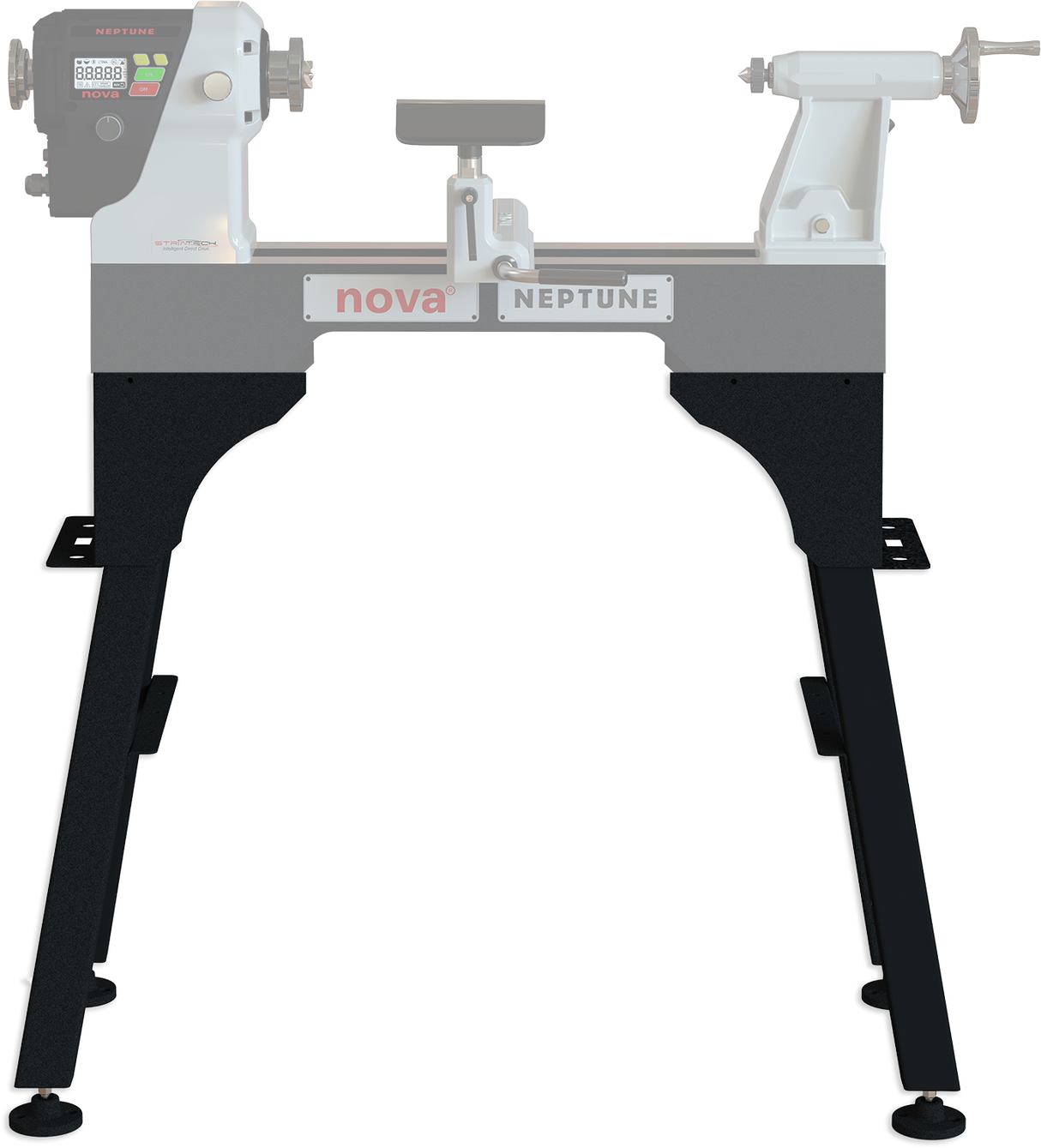 NOVA Neptune Heavy Duty Floor Stand The Heavy-Duty Stand is the perfect accessory for your Neptune Benchtop lathe.  Made from a mix of solid steel and reinforced sheet metal, this provides rigid strength and stability in a lightweight package.  Comes standard with the NOVA Neptune Max. This stand can also be used on your NOVA 1624, Saturn or DVRXP Lathes.