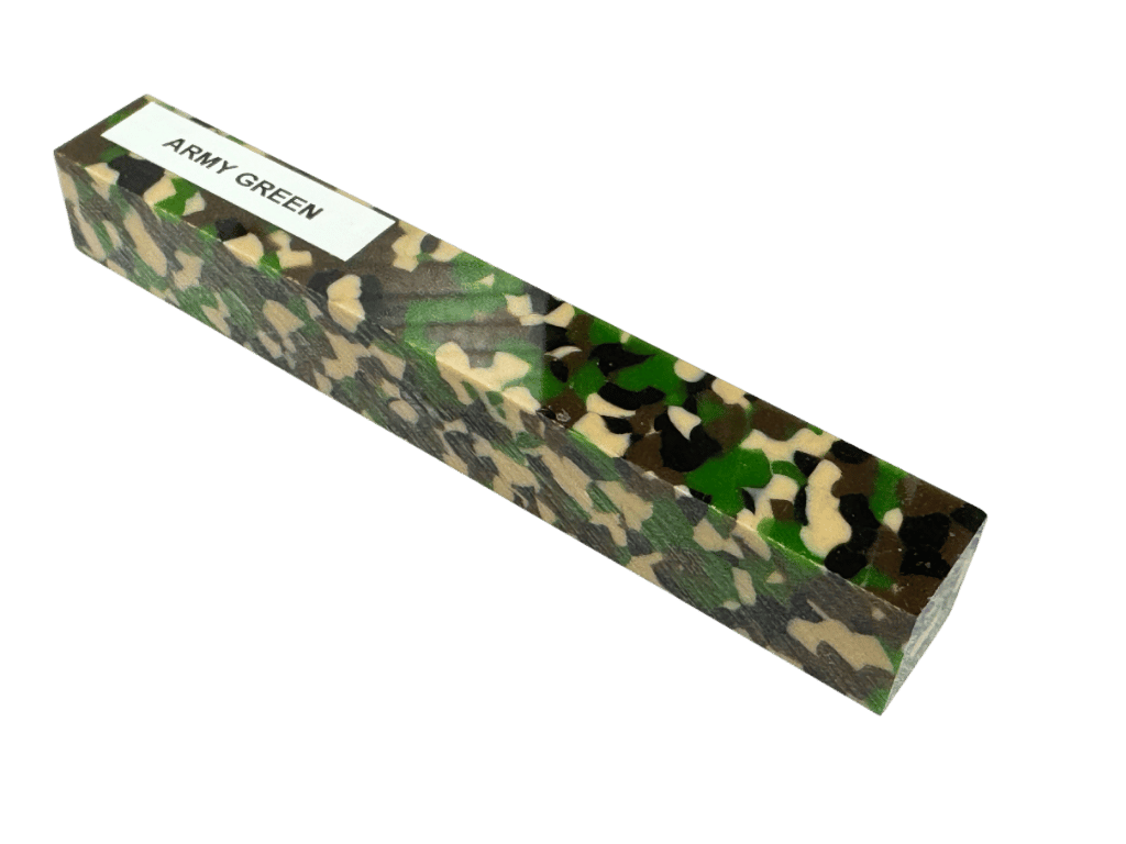 Green Camo Army Green Kirinite Pen Blank | Acrylic Pen Turning Blanks